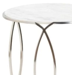 Crestview Collection St. Claire White Marble Top End Table With Silver Frame -Crestview Shop cdc897c3 8d81 4345 a6ff 49772e24a8e2