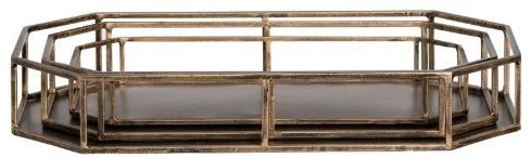 Crestview Collection Keesler 3-Piece Gold Tray Set 3 Crestview Collection Keesler 3-Piece Gold Tray Set