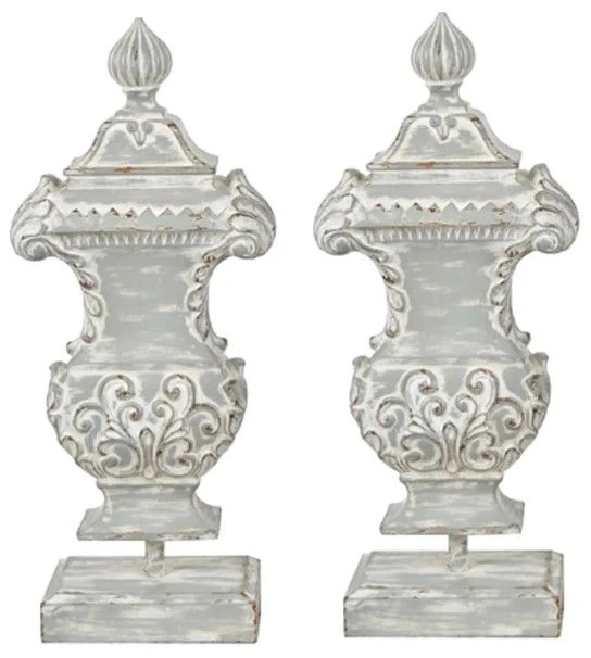 Crestview Collection Cassidy 2-Piece Gray Finials Set 3 Crestview Collection Cassidy 2-Piece Gray Finials Set