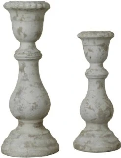 Crestview Collection Newport 2-Piece Gray Candleholders