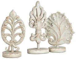 Crestview Collection Kensley 3-Piece White Leaf Statues Set