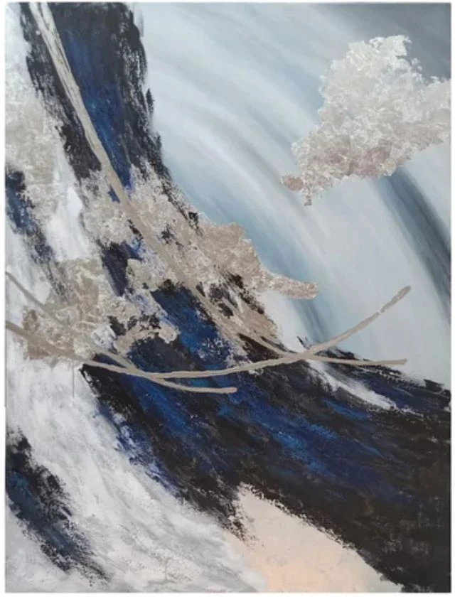 Crestview Collection Heavy Lines Blue/White Wall Art 3 Crestview Collection Heavy Lines Blue/White Wall Art