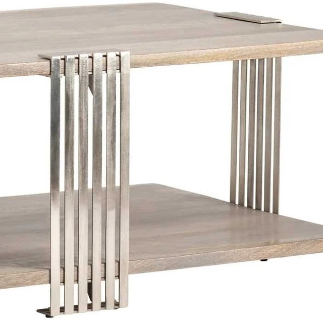 Crestview Collection Pleasant Hill Light Grey Cocktail Table With Nickel Base 4 Crestview Collection Pleasant Hill Light Grey Cocktail Table With Nickel Base - Image 2