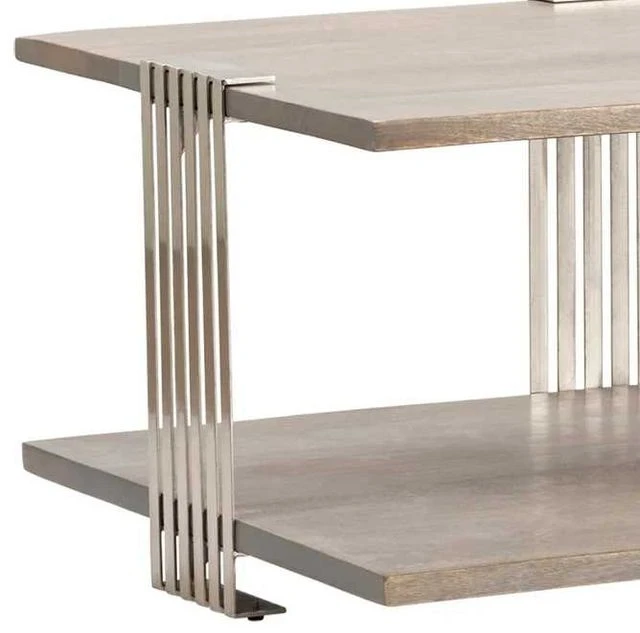 Crestview Collection Pleasant Hill Light Grey Cocktail Table With Nickel Base 5 Crestview Collection Pleasant Hill Light Grey Cocktail Table With Nickel Base - Image 3