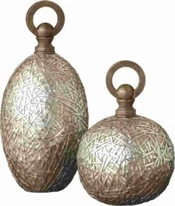 Crestview Collection Tinsdale Set Of 2 Antique Silver Vases