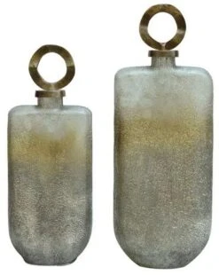 Crestview Collection Valentina 2-Piece Silver Covered Vases Set