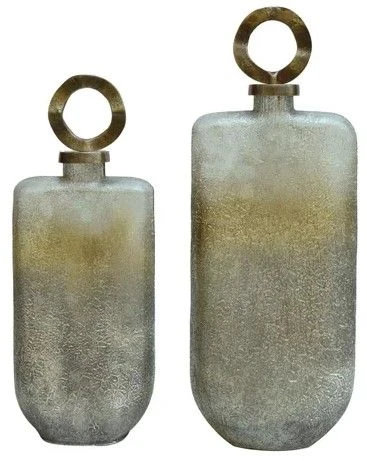 Crestview Collection Valentina 2-Piece Silver Covered Vases Set 3 Crestview Collection Valentina 2-Piece Silver Covered Vases Set