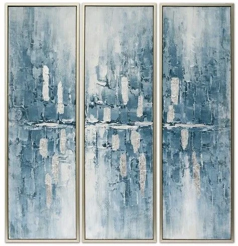 Crestview Collection Lana 3-Piece Blue/Light Gray Wall Art Set 3 Crestview Collection Lana 3-Piece Blue/Light Gray Wall Art Set