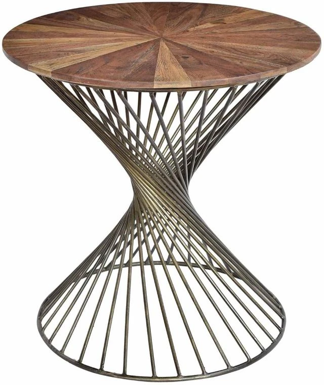 Crestview Collection Bengal Manor Valley View Brown Accent Table With Black Base