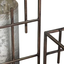 Crestview Collection Plaid 2-Piece Silver Hurricanes Candleholder Set -Crestview Shop f77a80fe 8160 4328 87fe fd98145d7ab2