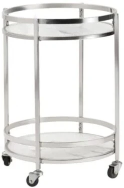 Crestview Collection Hadley Stainless Steel/White Bar Cart